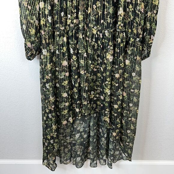 NWT Rococo Sand Flora Floral Handmade High Low Maxi Metallic Thread Dress Large - Picture 6 of 16